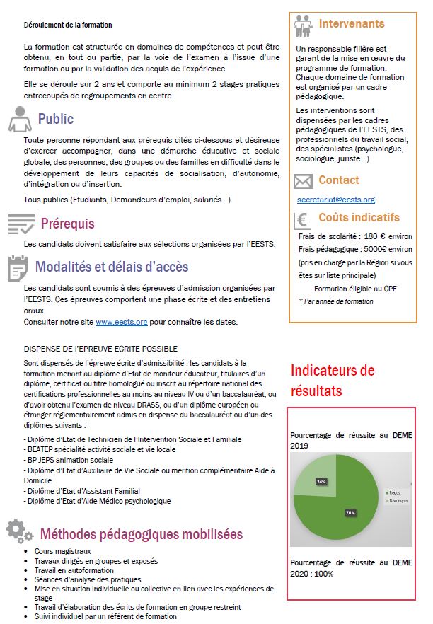 Formation Moniteur Educateur (DEME) - Diplôme d'Etat à l'ESTS